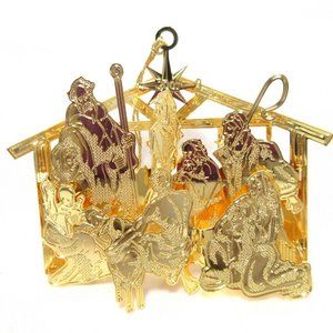 2007 Holy Night Nativity Scene Danbury Mint Christmas Ornament 23k Gold Plated